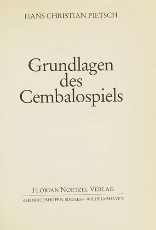 Grundlagen des Cembalospiels (German Edition) - Hans Pietsch Dagaanbieding