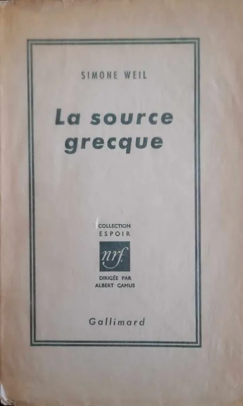 Tijdelijk Beschikbaar La source grecque - Simone Weil