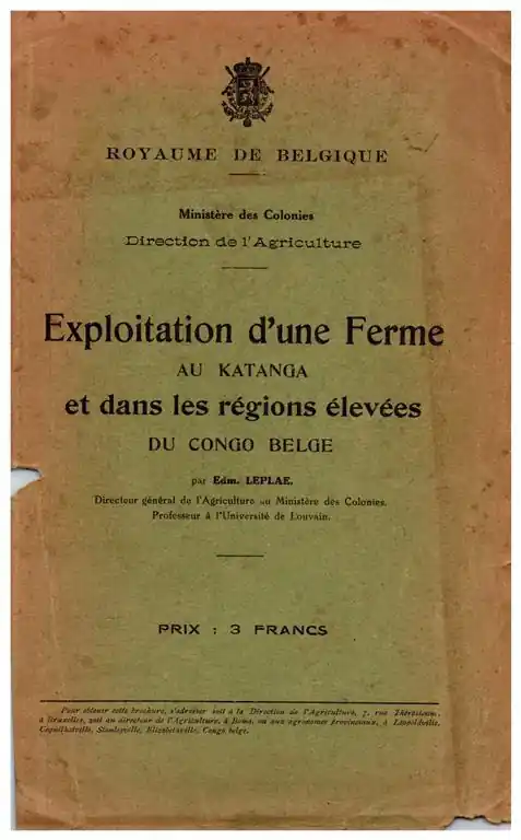 Nieuw Exploitation d'une ferme au Katanga - LEPLAE Edmond
